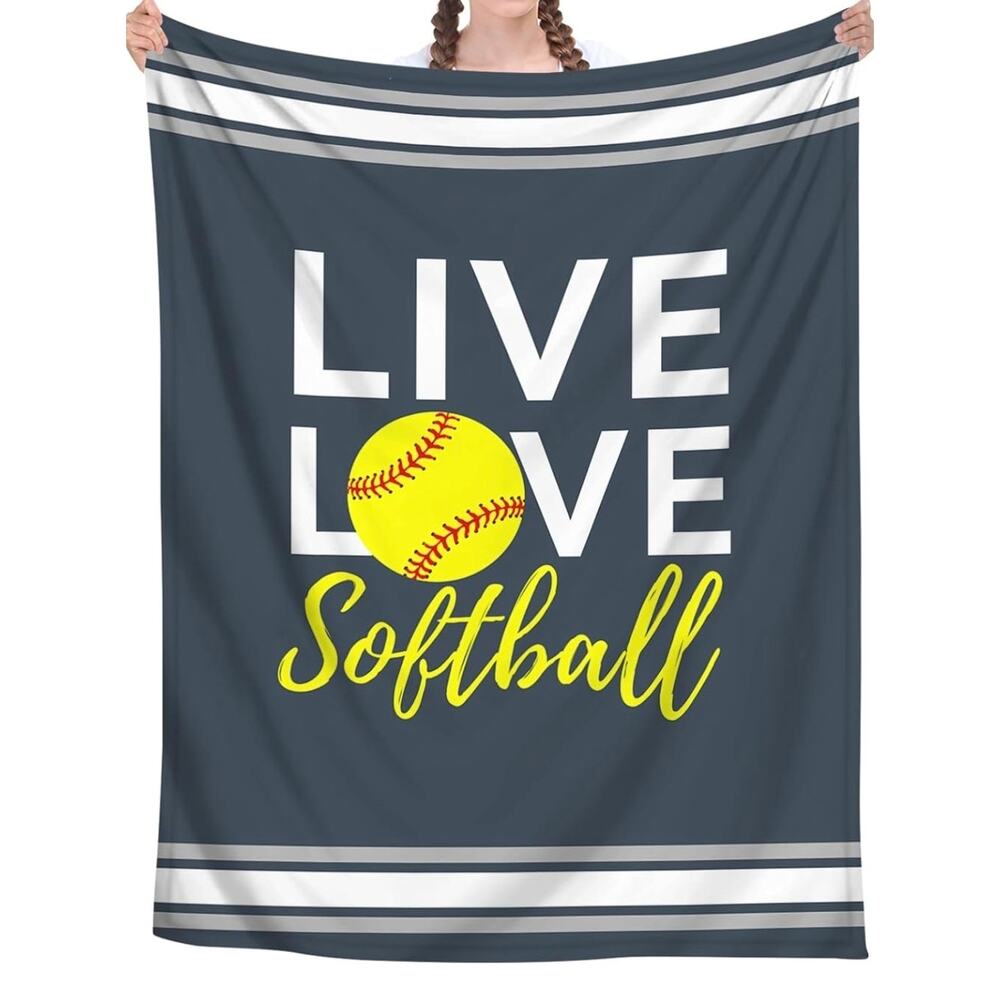 Softball Blanket Cool Softball Lover/Player/Coach Gifts Blue Blanket 50"x40" s1